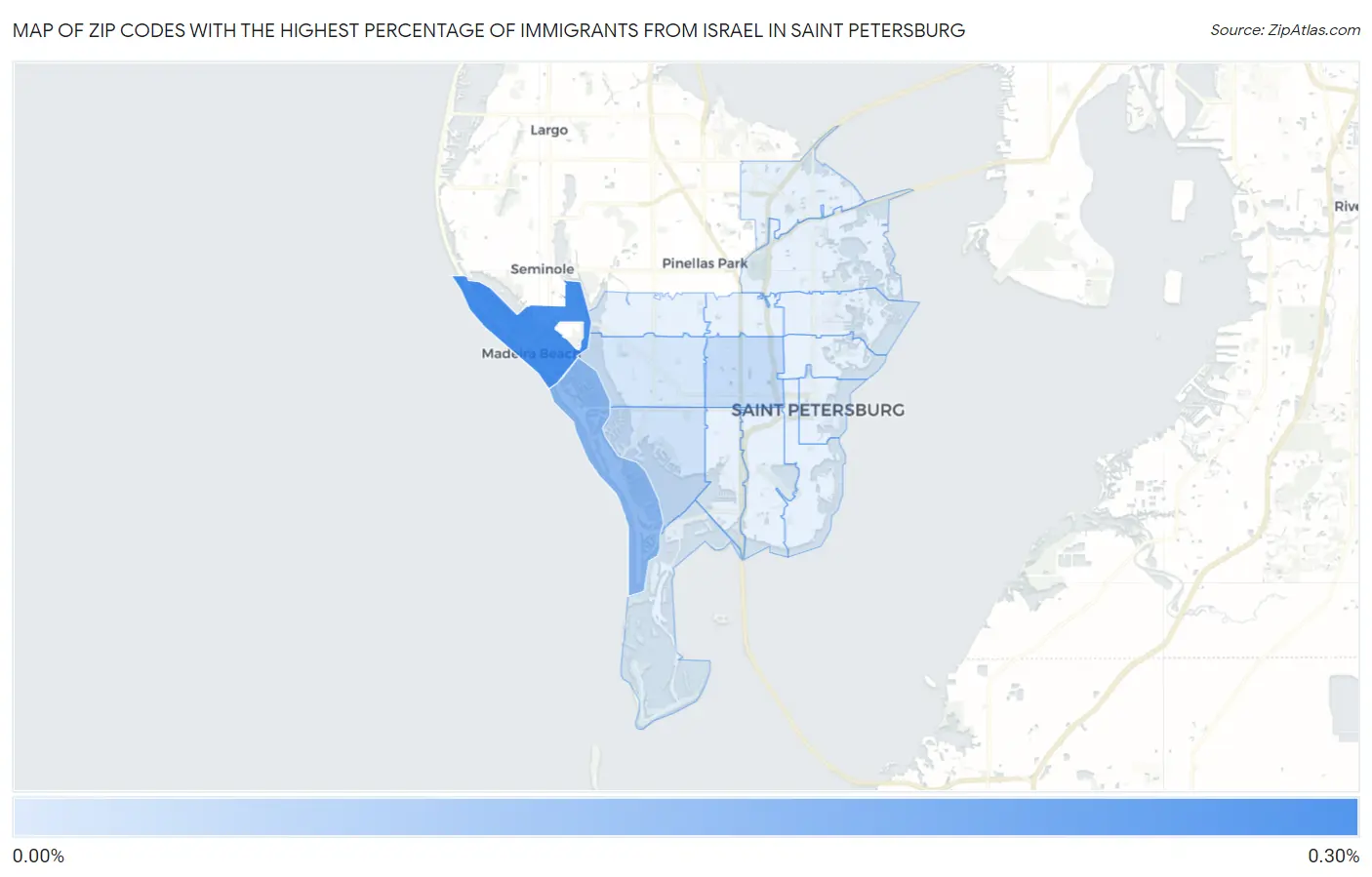 Zip Codes with the Highest Percentage of Immigrants from Israel in Saint Petersburg Map