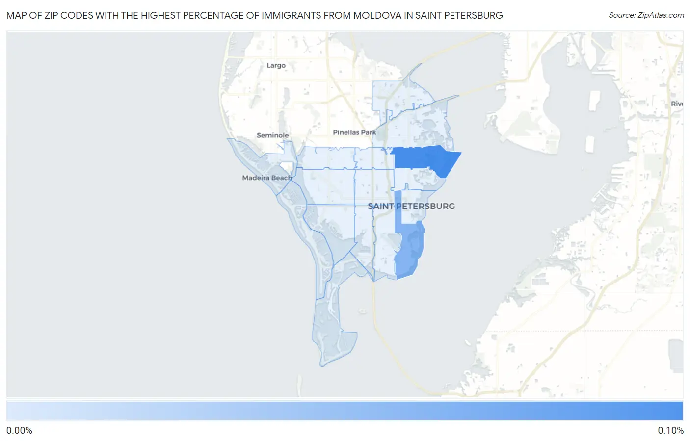 Zip Codes with the Highest Percentage of Immigrants from Moldova in Saint Petersburg Map
