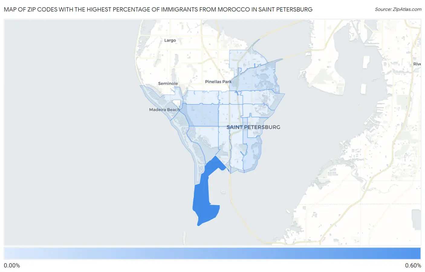 Zip Codes with the Highest Percentage of Immigrants from Morocco in Saint Petersburg Map
