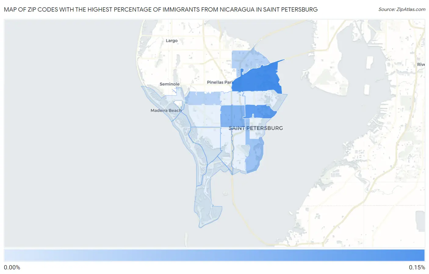 Zip Codes with the Highest Percentage of Immigrants from Nicaragua in Saint Petersburg Map