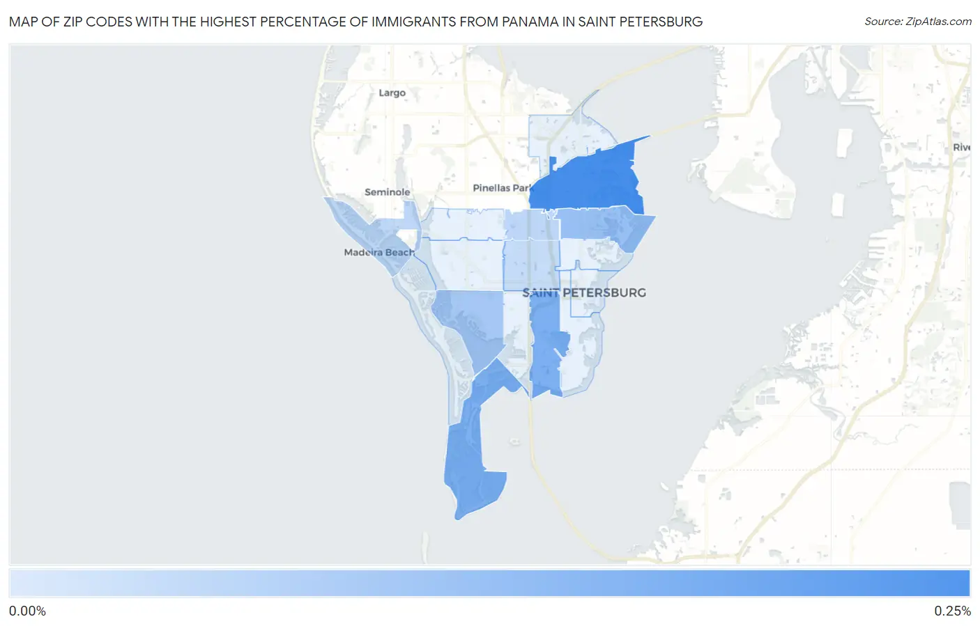 Zip Codes with the Highest Percentage of Immigrants from Panama in Saint Petersburg Map