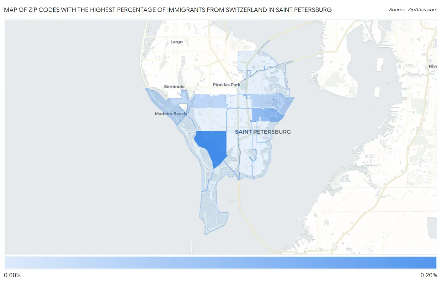 Zip Codes with the Highest Percentage of Immigrants from Switzerland in Saint Petersburg Map
