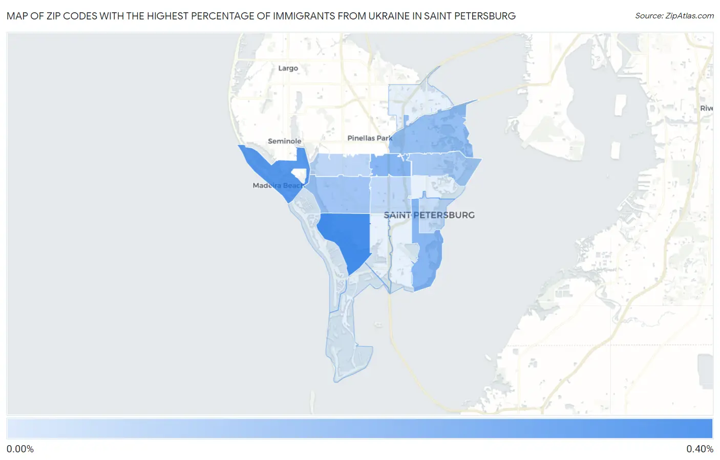 Zip Codes with the Highest Percentage of Immigrants from Ukraine in Saint Petersburg Map