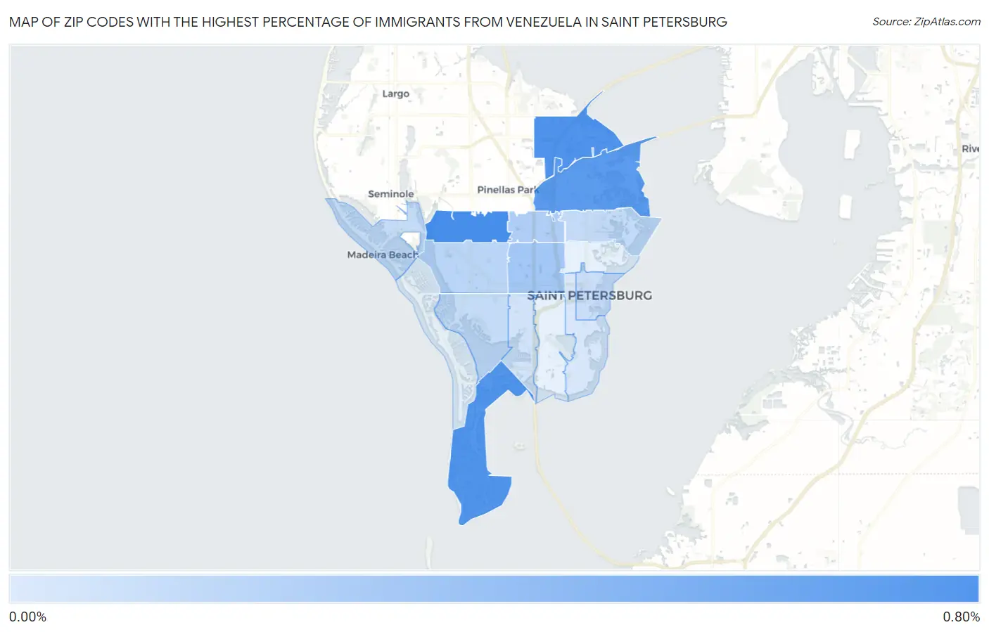 Zip Codes with the Highest Percentage of Immigrants from Venezuela in Saint Petersburg Map