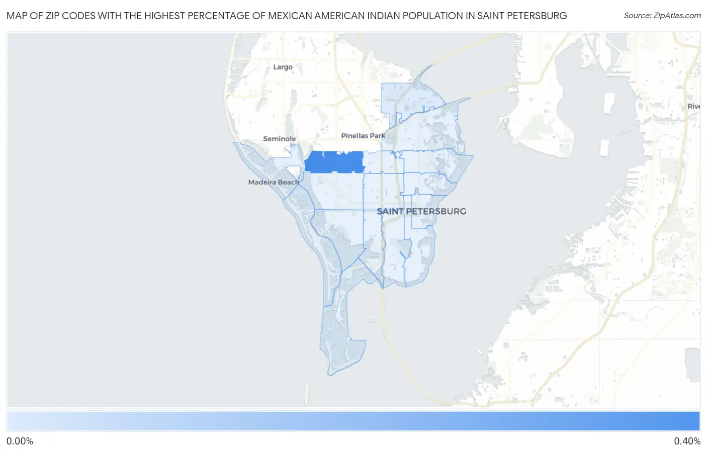 Zip Codes with the Highest Percentage of Mexican American Indian Population in Saint Petersburg Map
