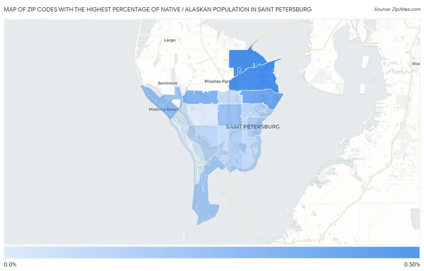 Zip Codes with the Highest Percentage of Native / Alaskan Population in Saint Petersburg Map