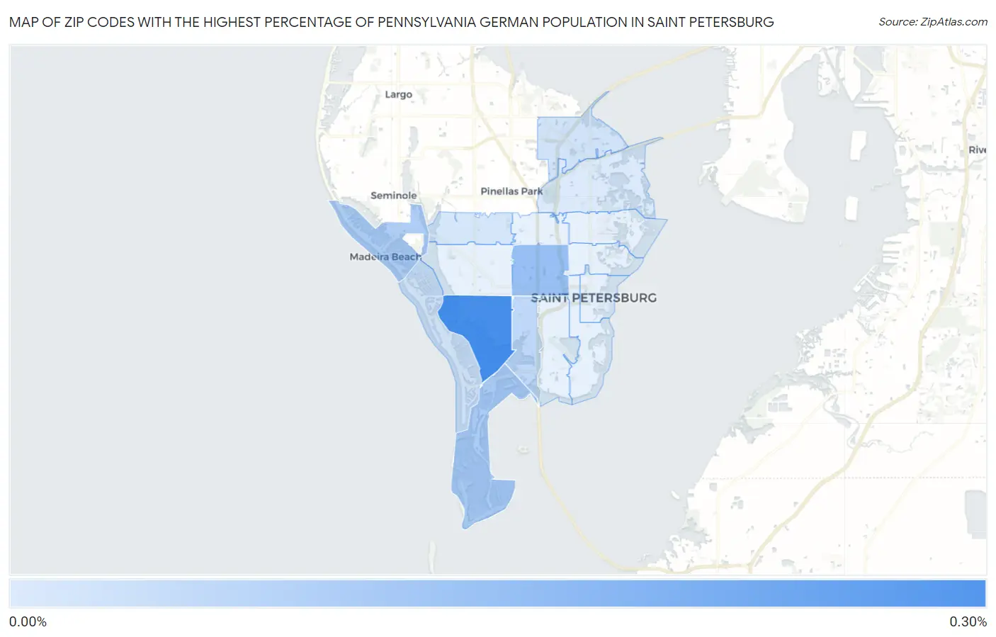 Zip Codes with the Highest Percentage of Pennsylvania German Population in Saint Petersburg Map