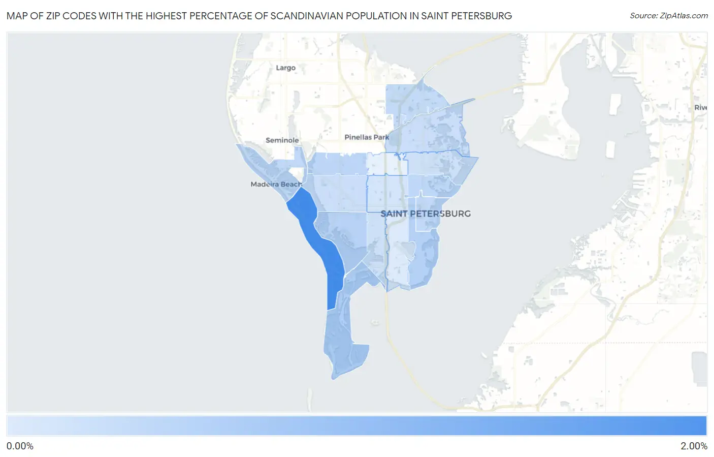 Zip Codes with the Highest Percentage of Scandinavian Population in Saint Petersburg Map