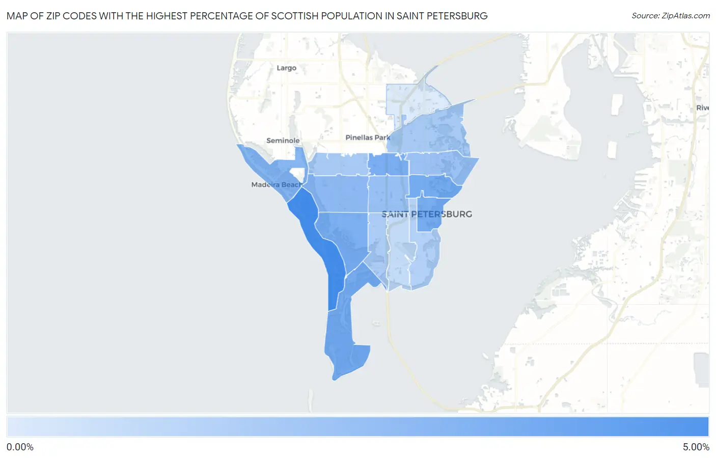 Zip Codes with the Highest Percentage of Scottish Population in Saint Petersburg Map