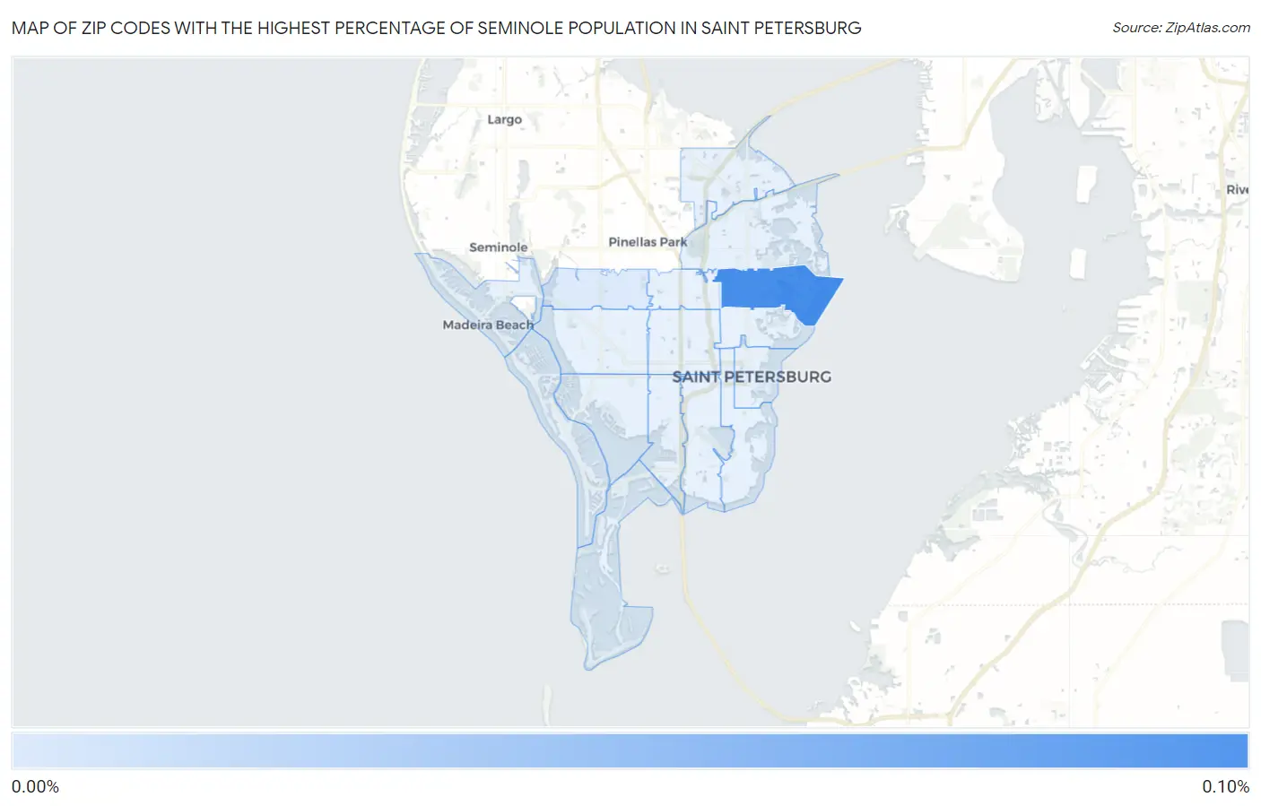 Zip Codes with the Highest Percentage of Seminole Population in Saint Petersburg Map