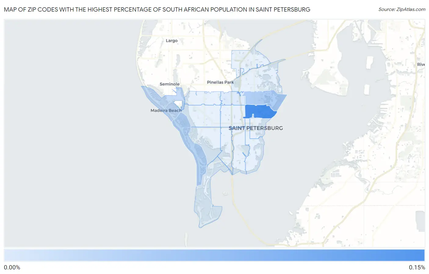 Zip Codes with the Highest Percentage of South African Population in Saint Petersburg Map