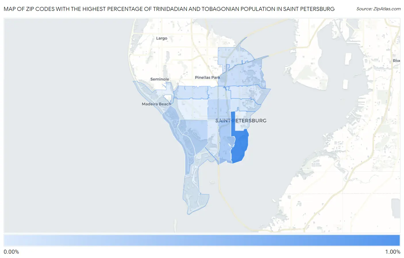 Zip Codes with the Highest Percentage of Trinidadian and Tobagonian Population in Saint Petersburg Map