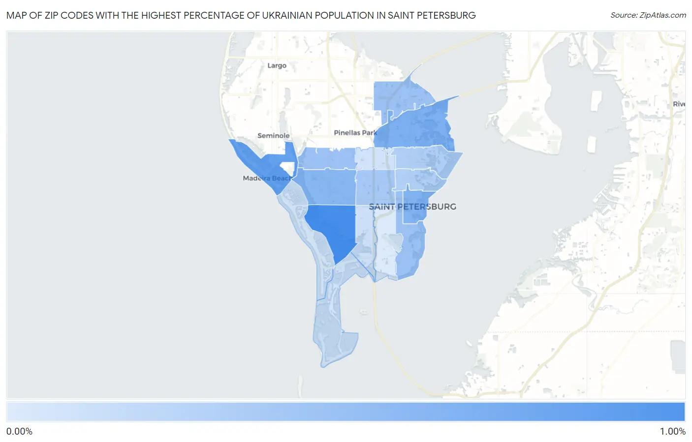 Zip Codes with the Highest Percentage of Ukrainian Population in Saint Petersburg Map