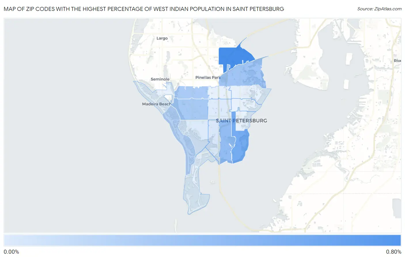 Zip Codes with the Highest Percentage of West Indian Population in Saint Petersburg Map
