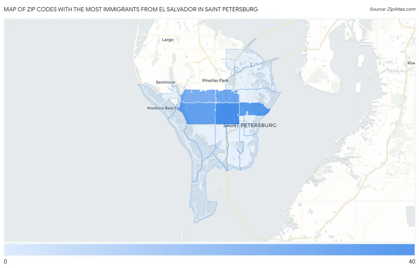 Zip Codes with the Most Immigrants from El Salvador in Saint Petersburg Map