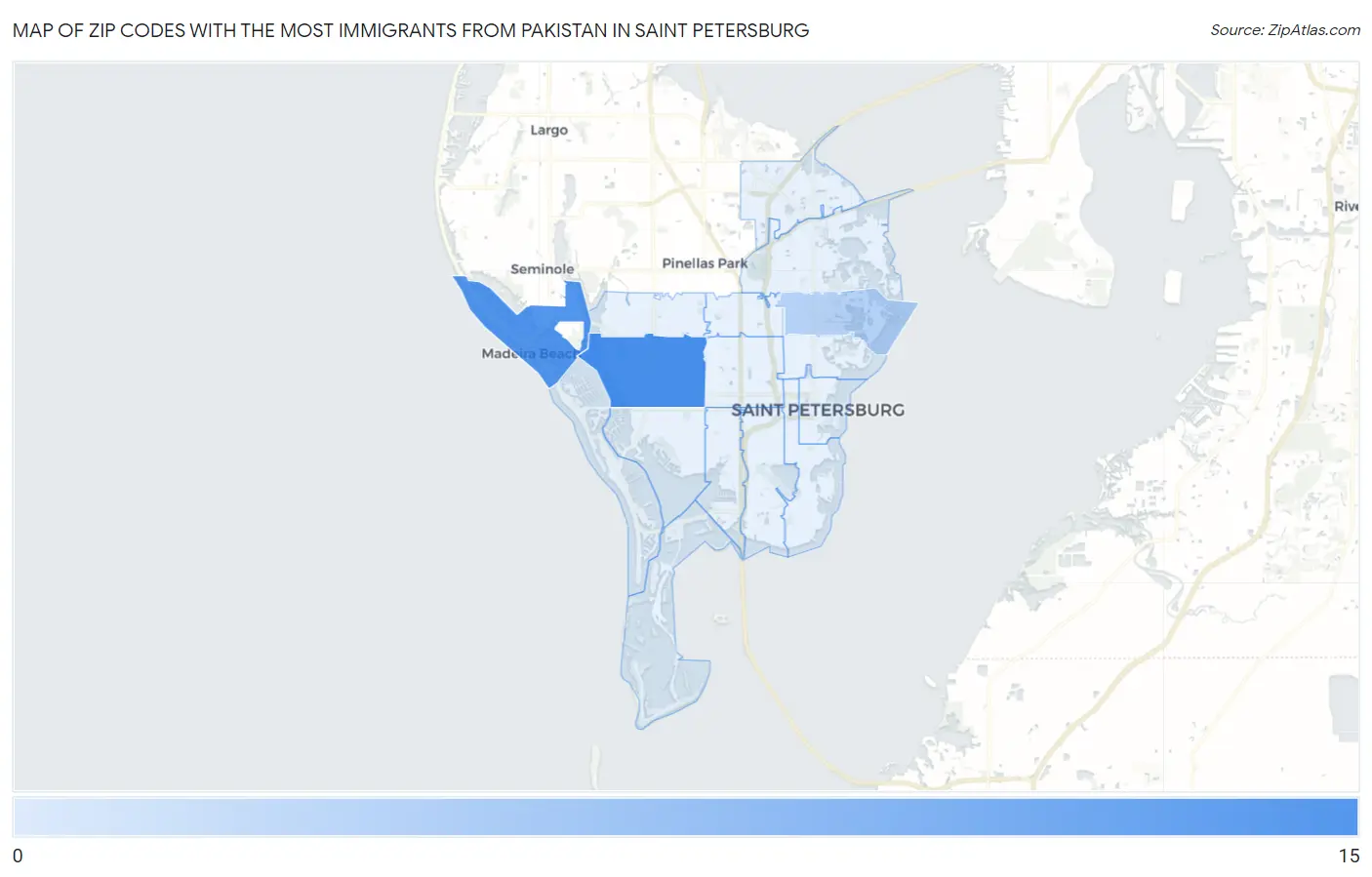 Zip Codes with the Most Immigrants from Pakistan in Saint Petersburg Map