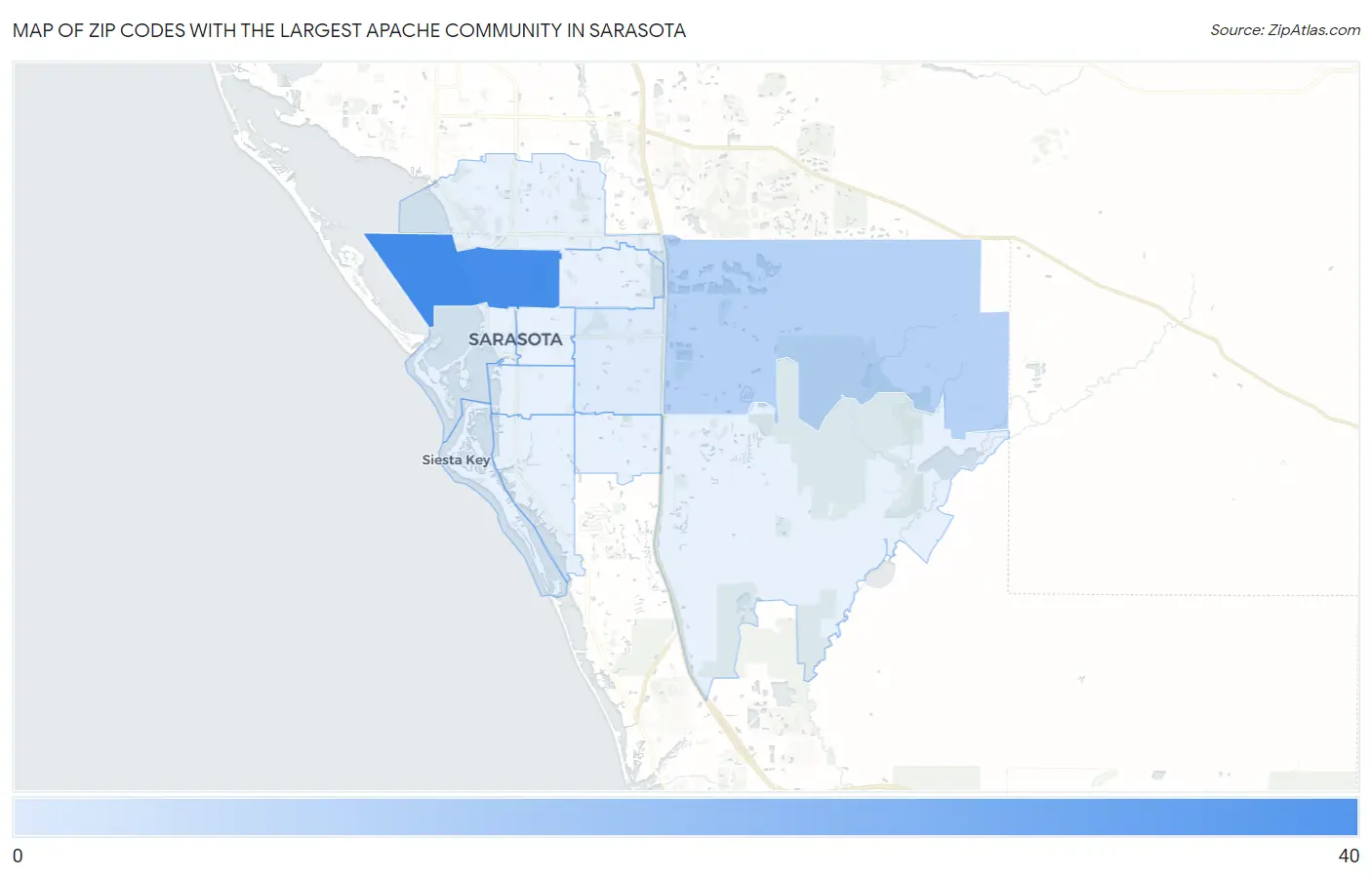 Zip Codes with the Largest Apache Community in Sarasota Map