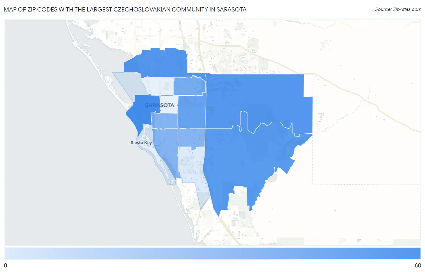 Zip Codes with the Largest Czechoslovakian Community in Sarasota Map