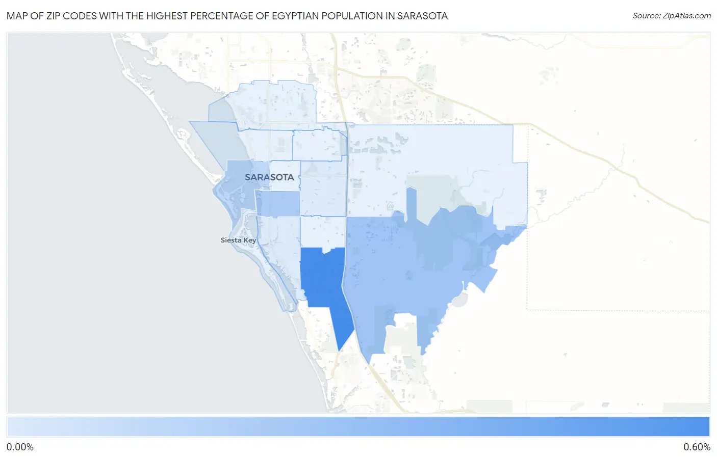 Zip Codes with the Highest Percentage of Egyptian Population in Sarasota Map