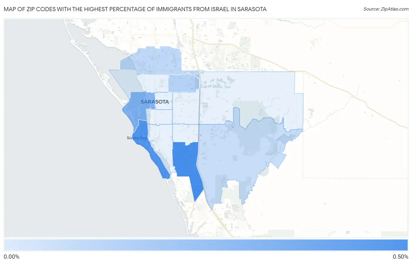 Zip Codes with the Highest Percentage of Immigrants from Israel in Sarasota Map