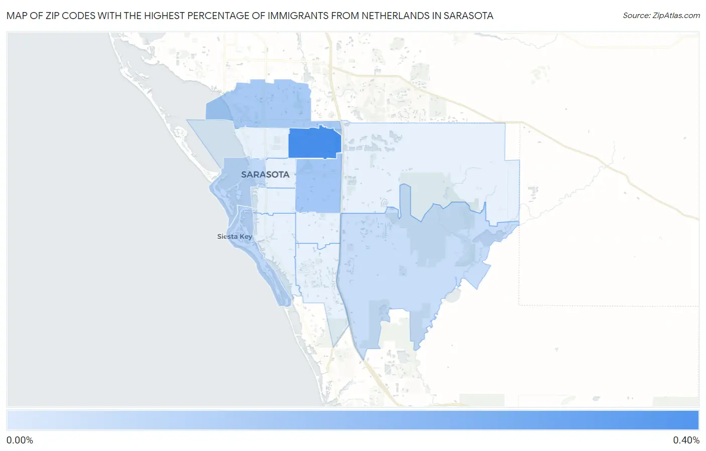 Zip Codes with the Highest Percentage of Immigrants from Netherlands in Sarasota Map