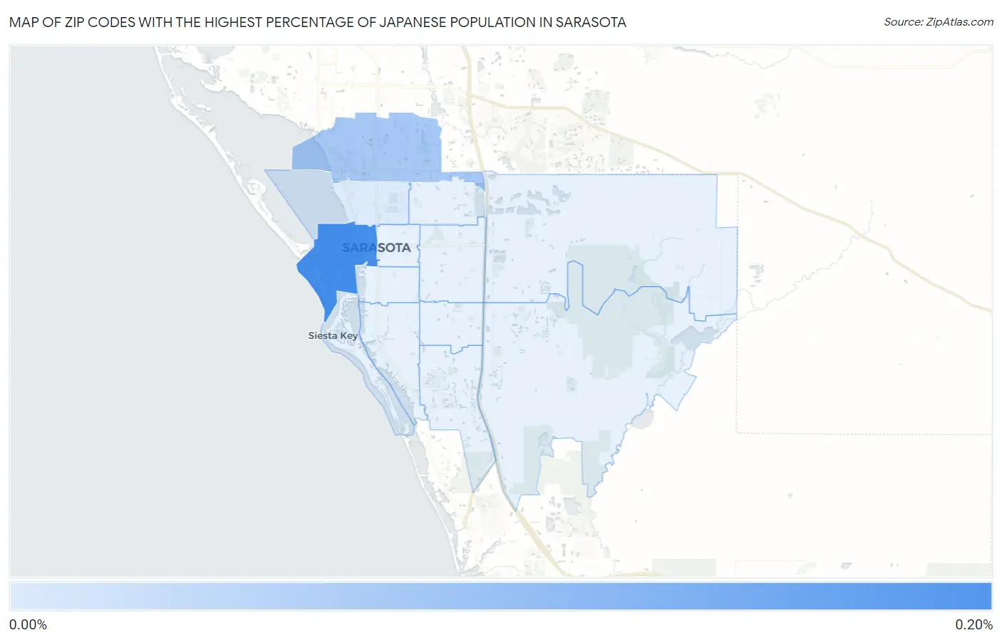 Zip Codes with the Highest Percentage of Japanese Population in Sarasota Map