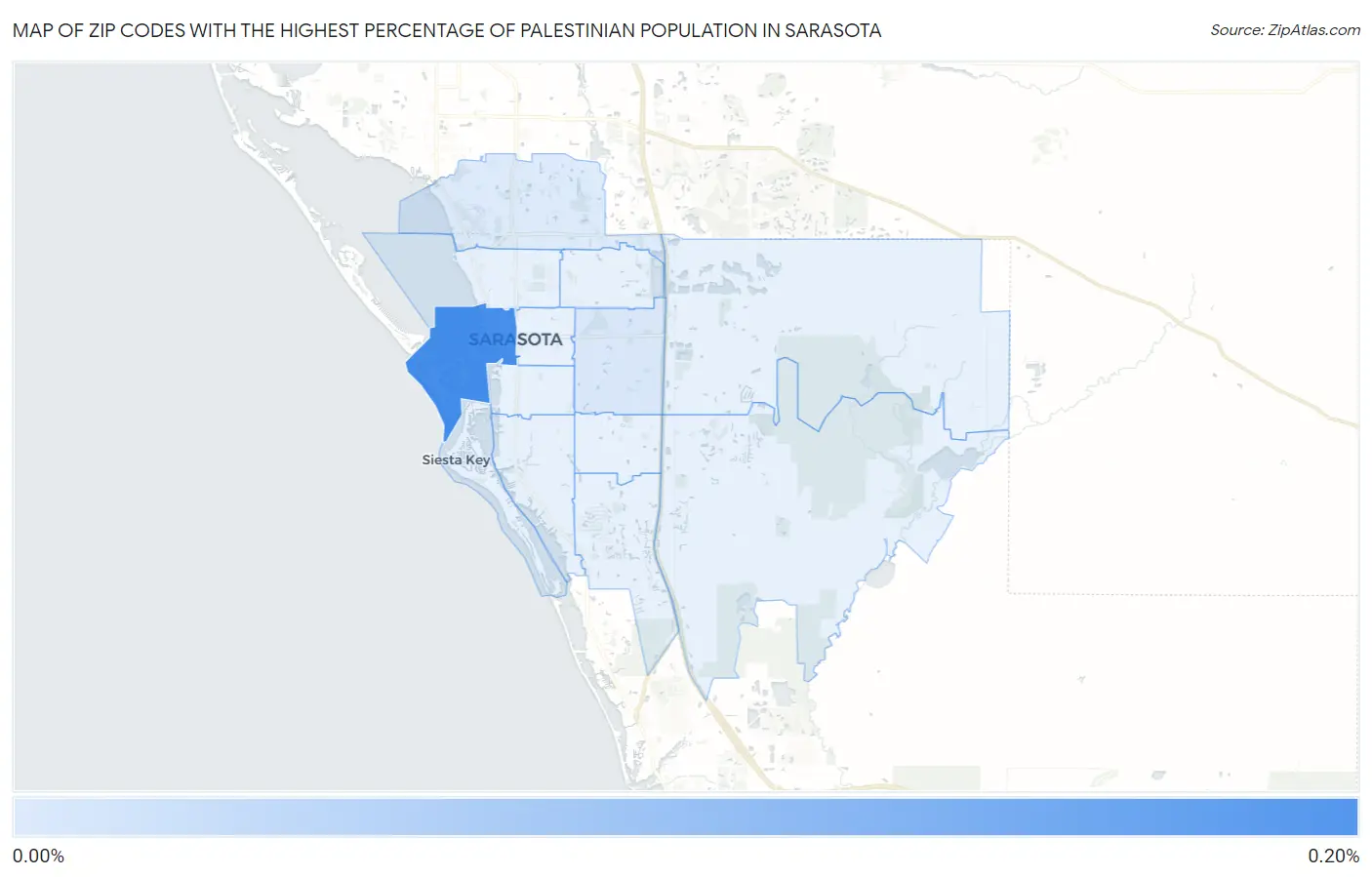 Zip Codes with the Highest Percentage of Palestinian Population in Sarasota Map