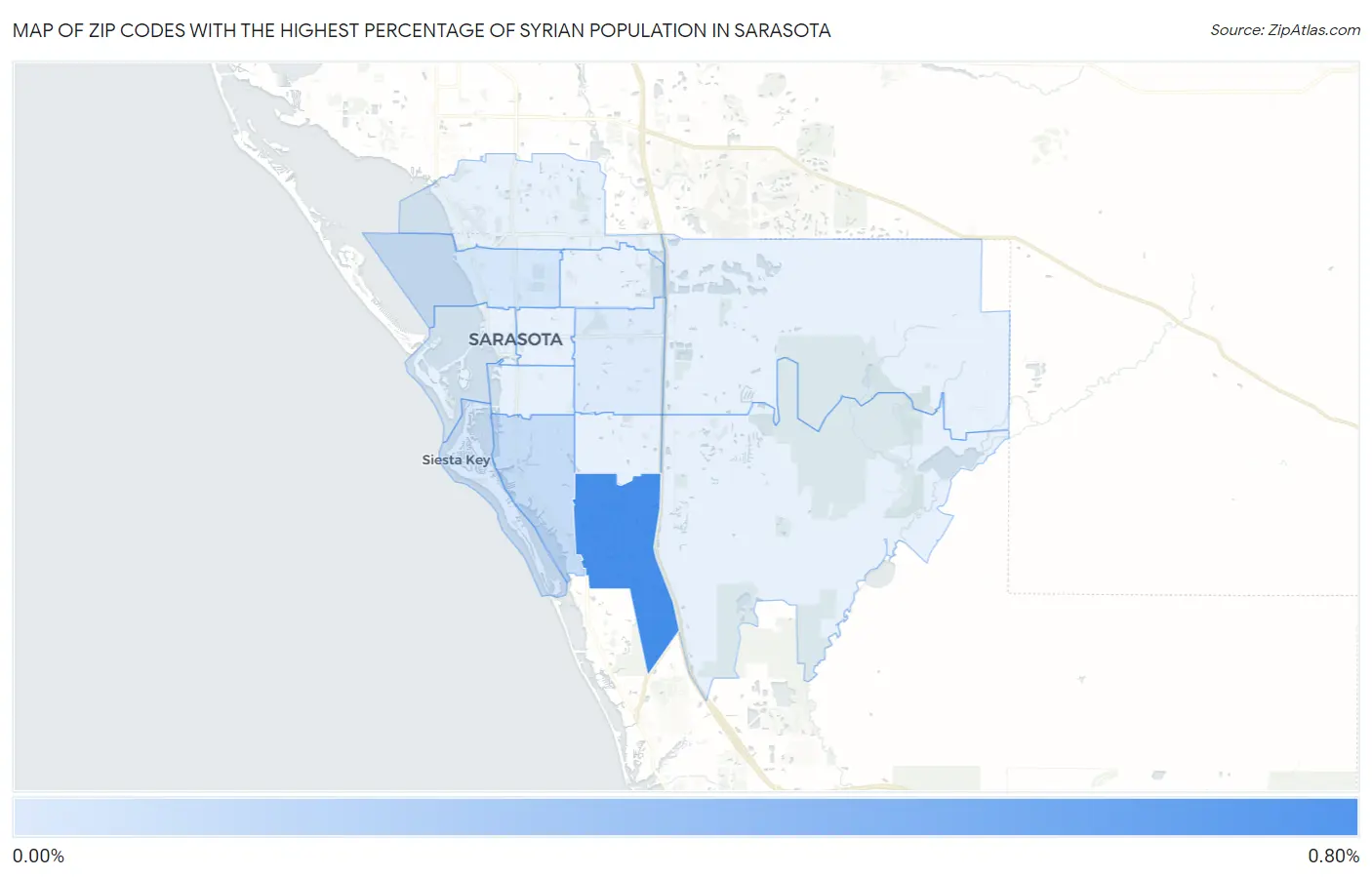Zip Codes with the Highest Percentage of Syrian Population in Sarasota Map