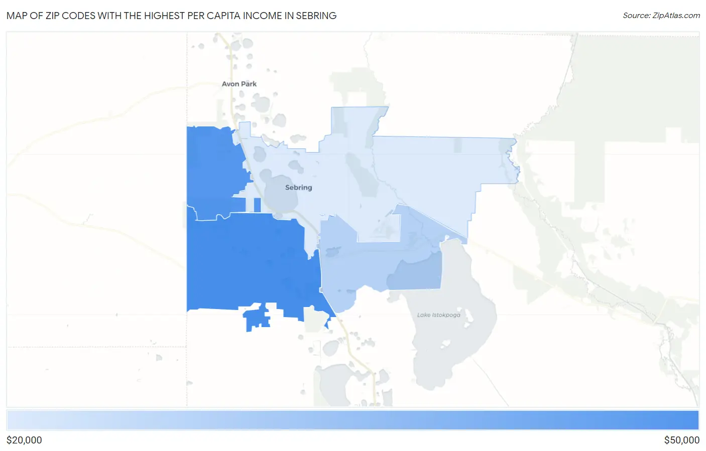 Zip Codes with the Highest Per Capita Income in Sebring Map