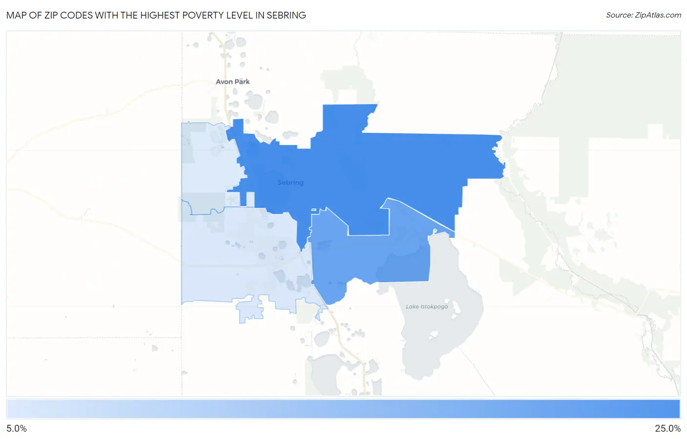 Zip Codes with the Highest Poverty Level in Sebring Map