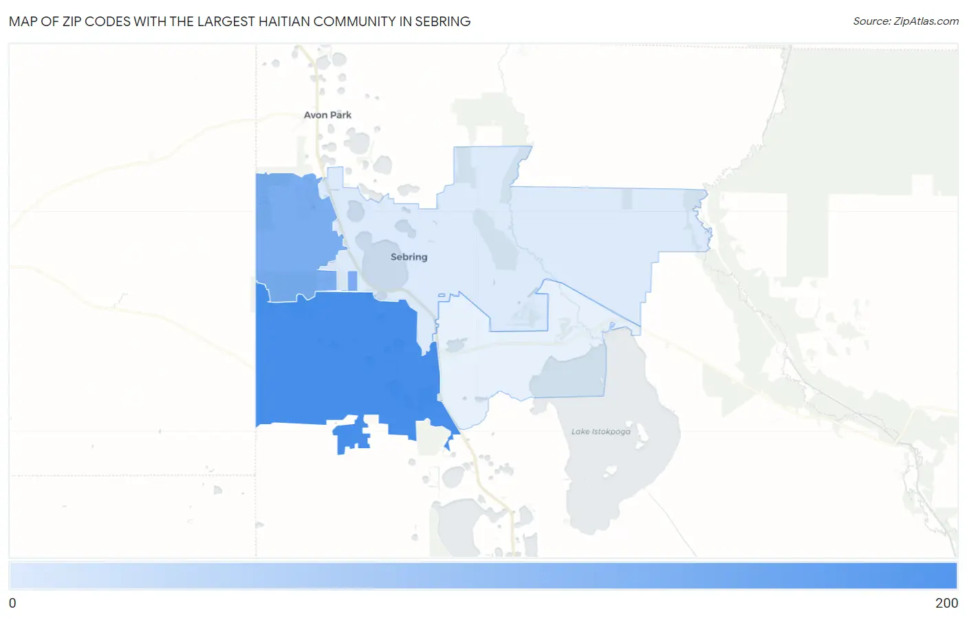 Zip Codes with the Largest Haitian Community in Sebring Map