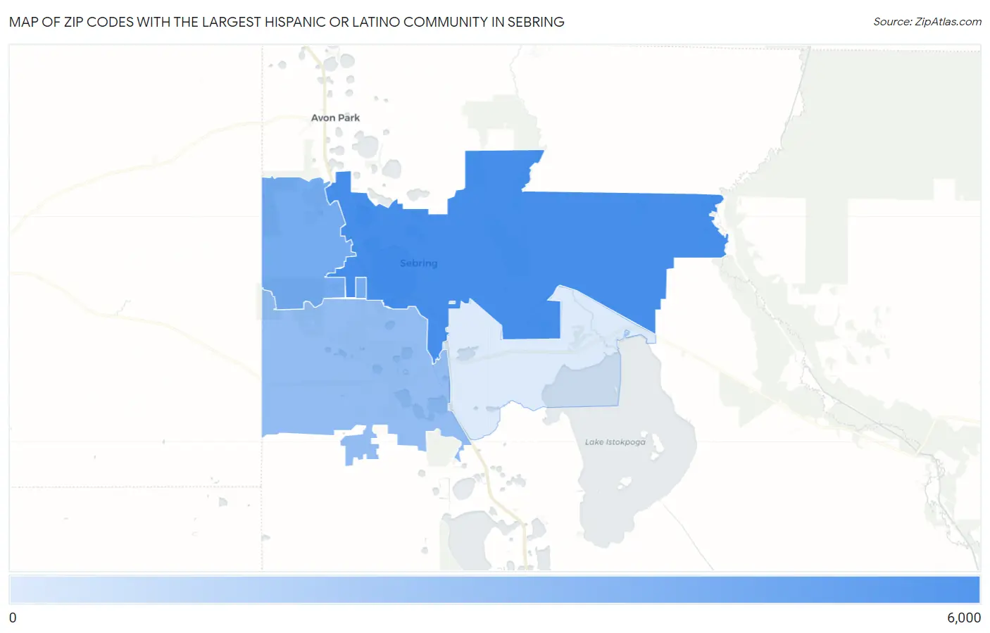 Zip Codes with the Largest Hispanic or Latino Community in Sebring Map