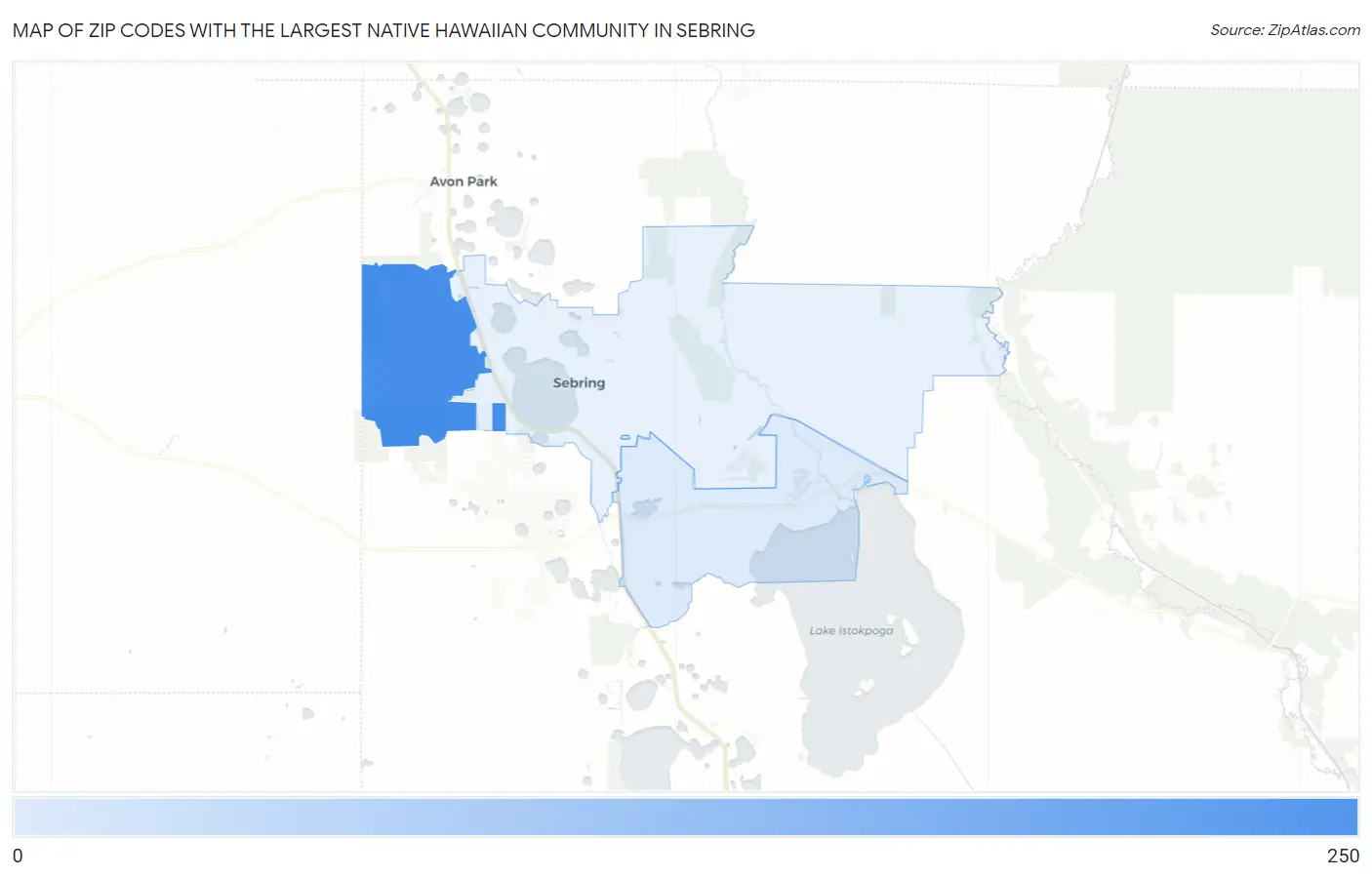 Zip Codes with the Largest Native Hawaiian Community in Sebring Map