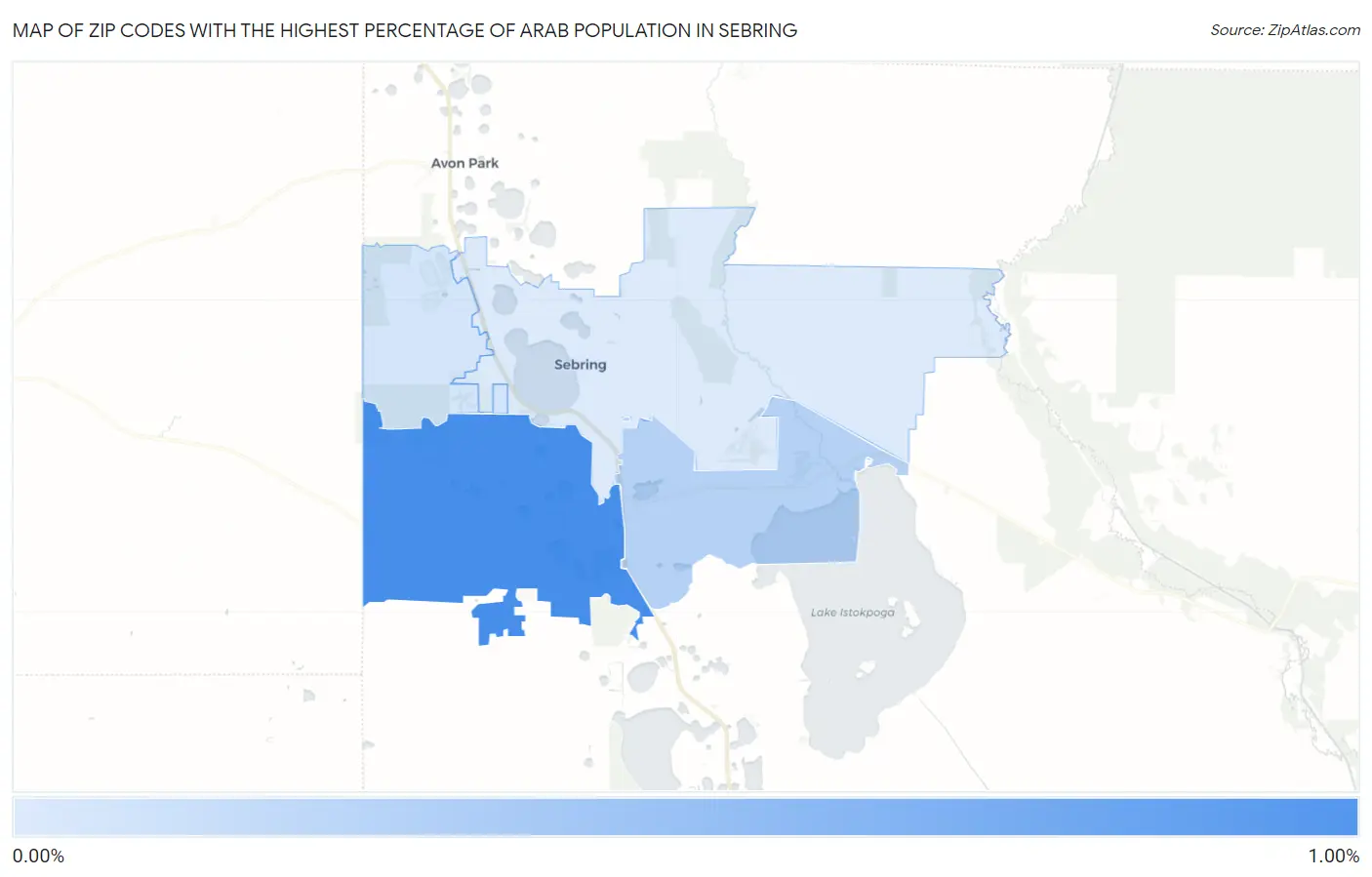 Zip Codes with the Highest Percentage of Arab Population in Sebring Map