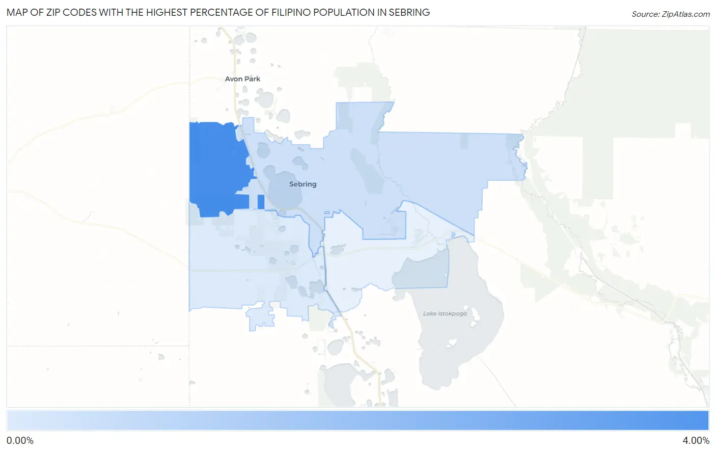 Zip Codes with the Highest Percentage of Filipino Population in Sebring Map