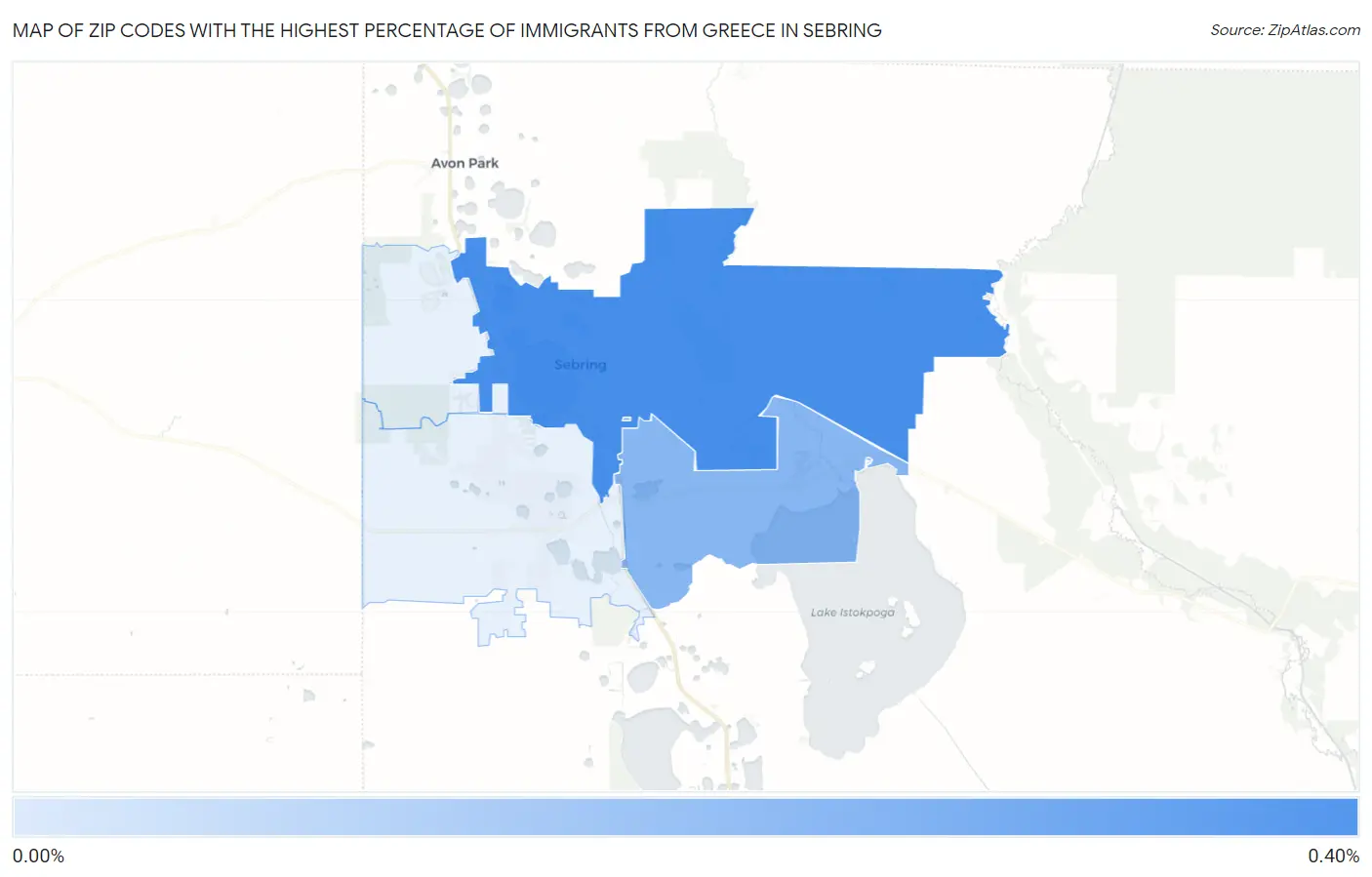 Zip Codes with the Highest Percentage of Immigrants from Greece in Sebring Map