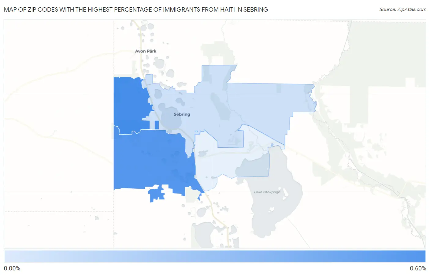 Zip Codes with the Highest Percentage of Immigrants from Haiti in Sebring Map
