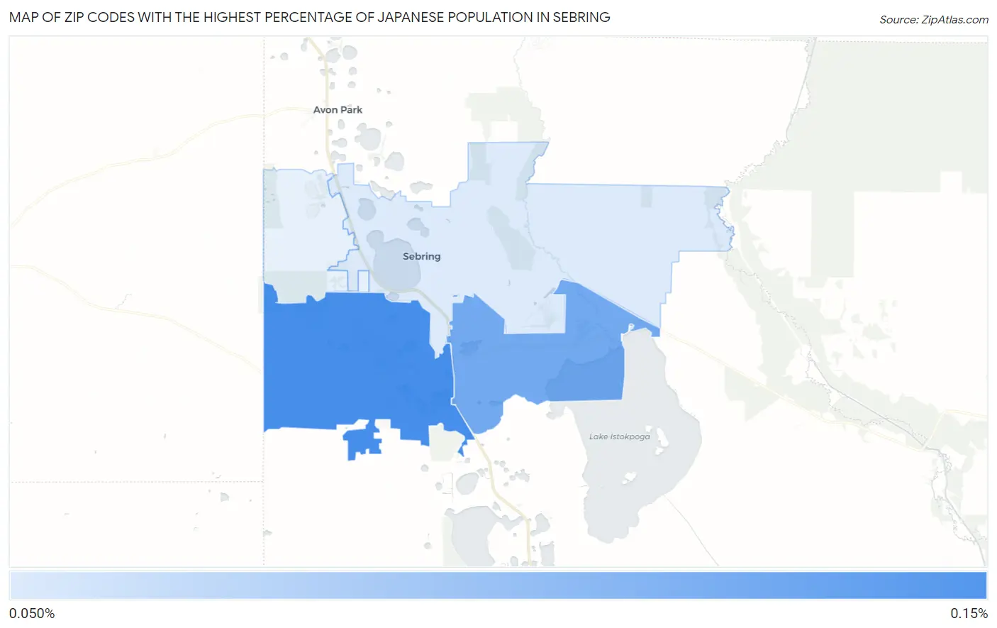 Zip Codes with the Highest Percentage of Japanese Population in Sebring Map