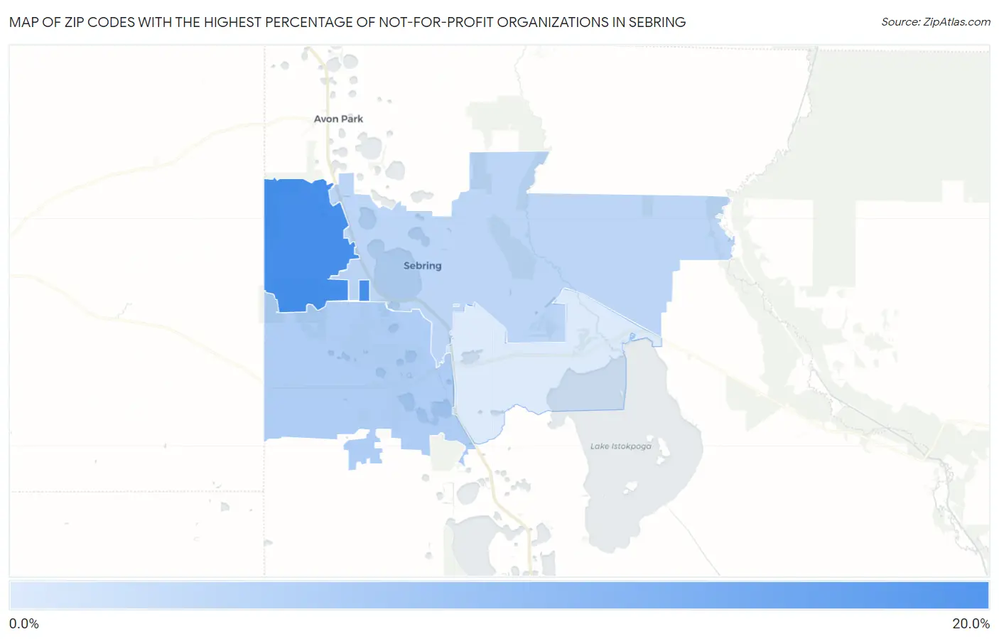 Zip Codes with the Highest Percentage of Not-for-profit Organizations in Sebring Map