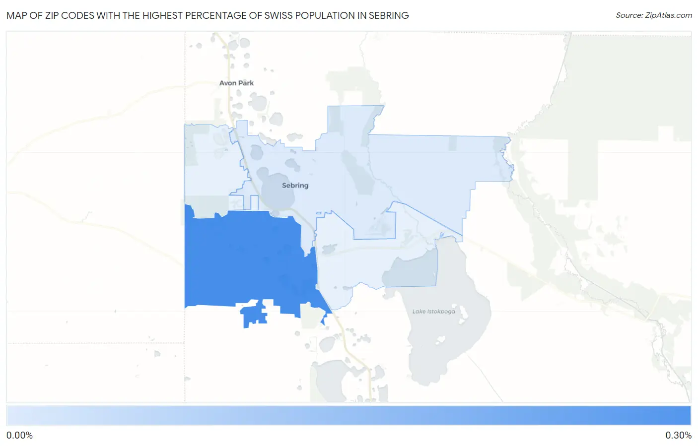 Zip Codes with the Highest Percentage of Swiss Population in Sebring Map