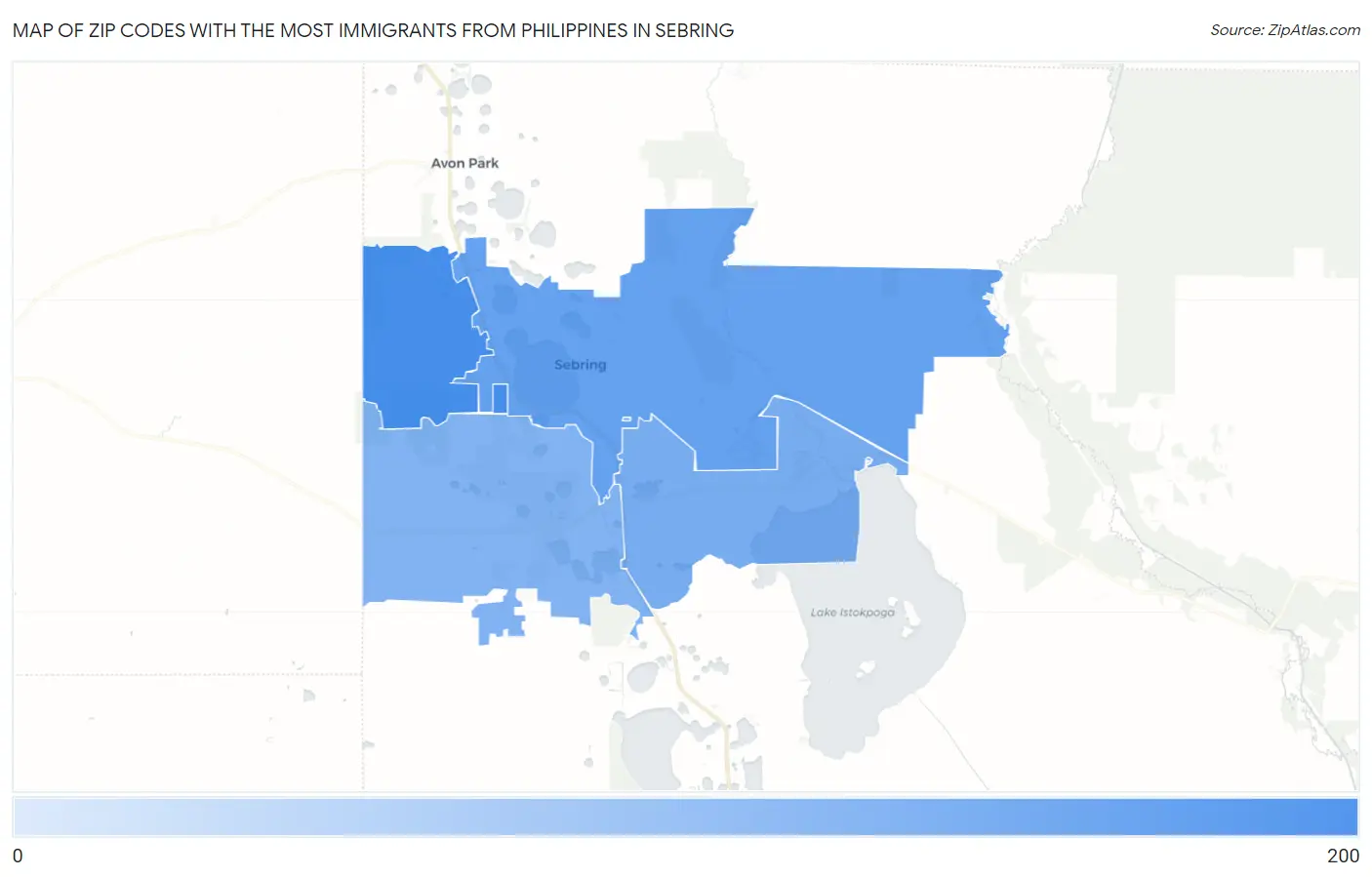 Zip Codes with the Most Immigrants from Philippines in Sebring Map