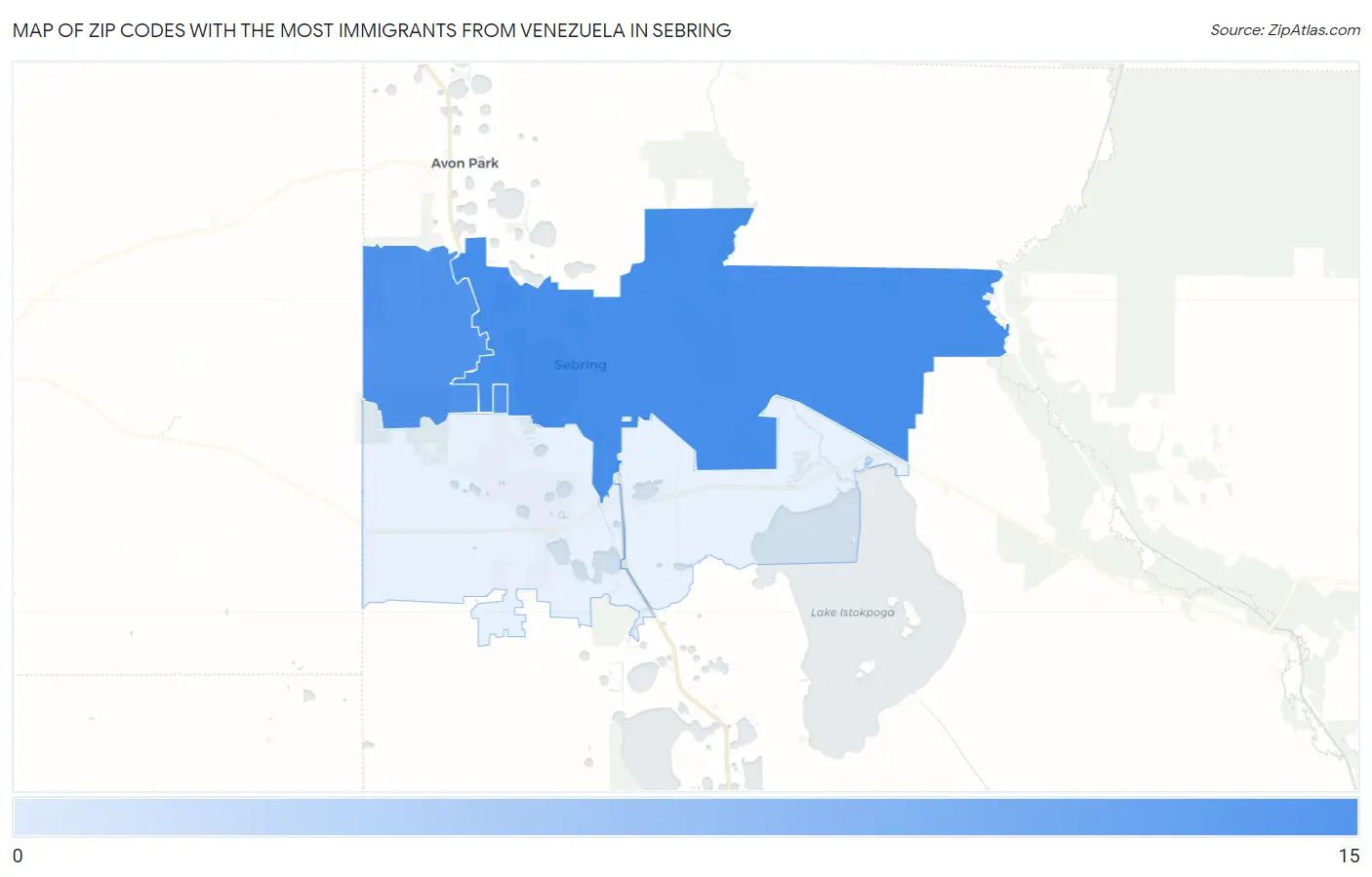 Zip Codes with the Most Immigrants from Venezuela in Sebring Map