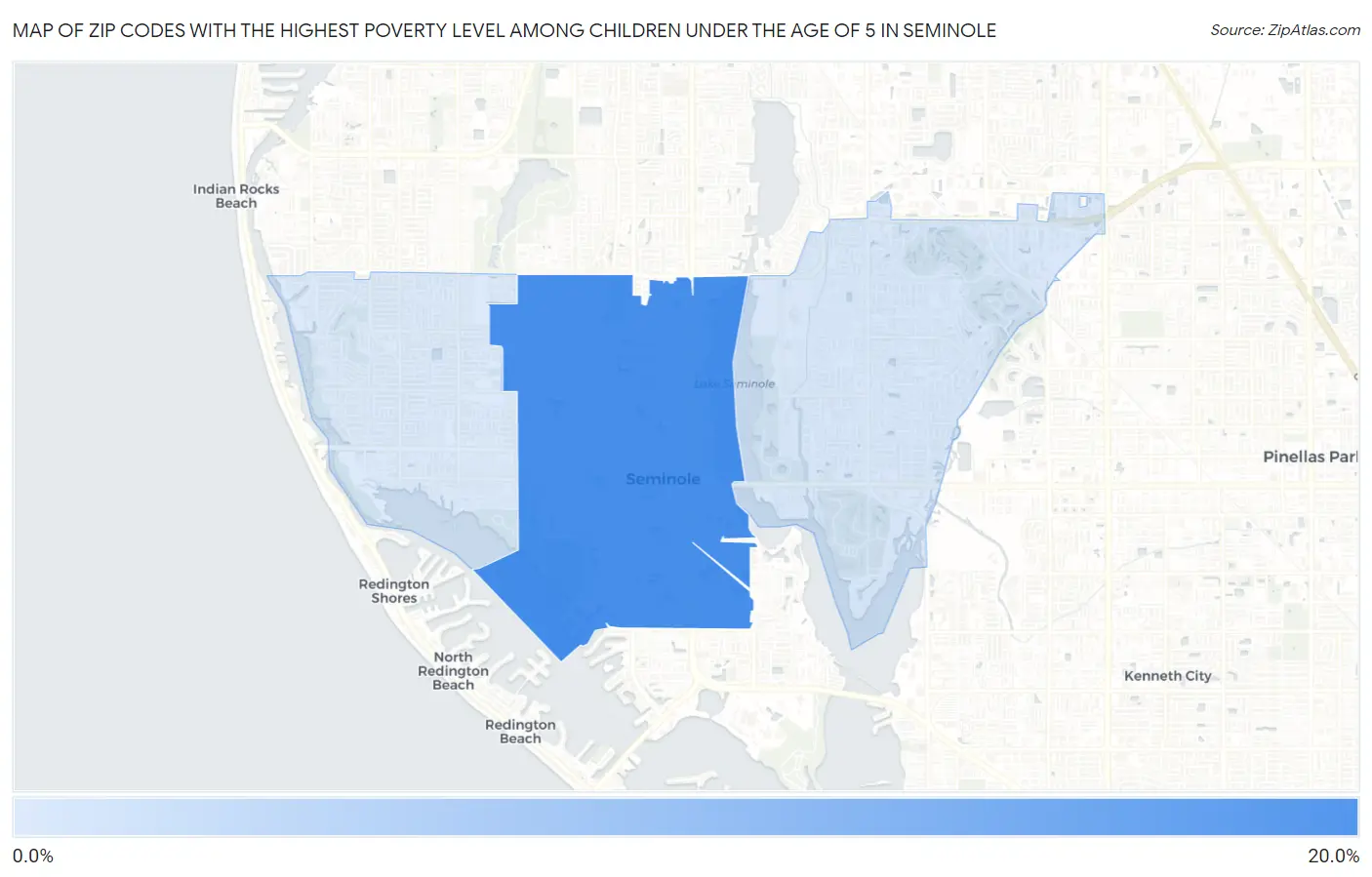 Zip Codes with the Highest Poverty Level Among Children Under the Age of 5 in Seminole Map
