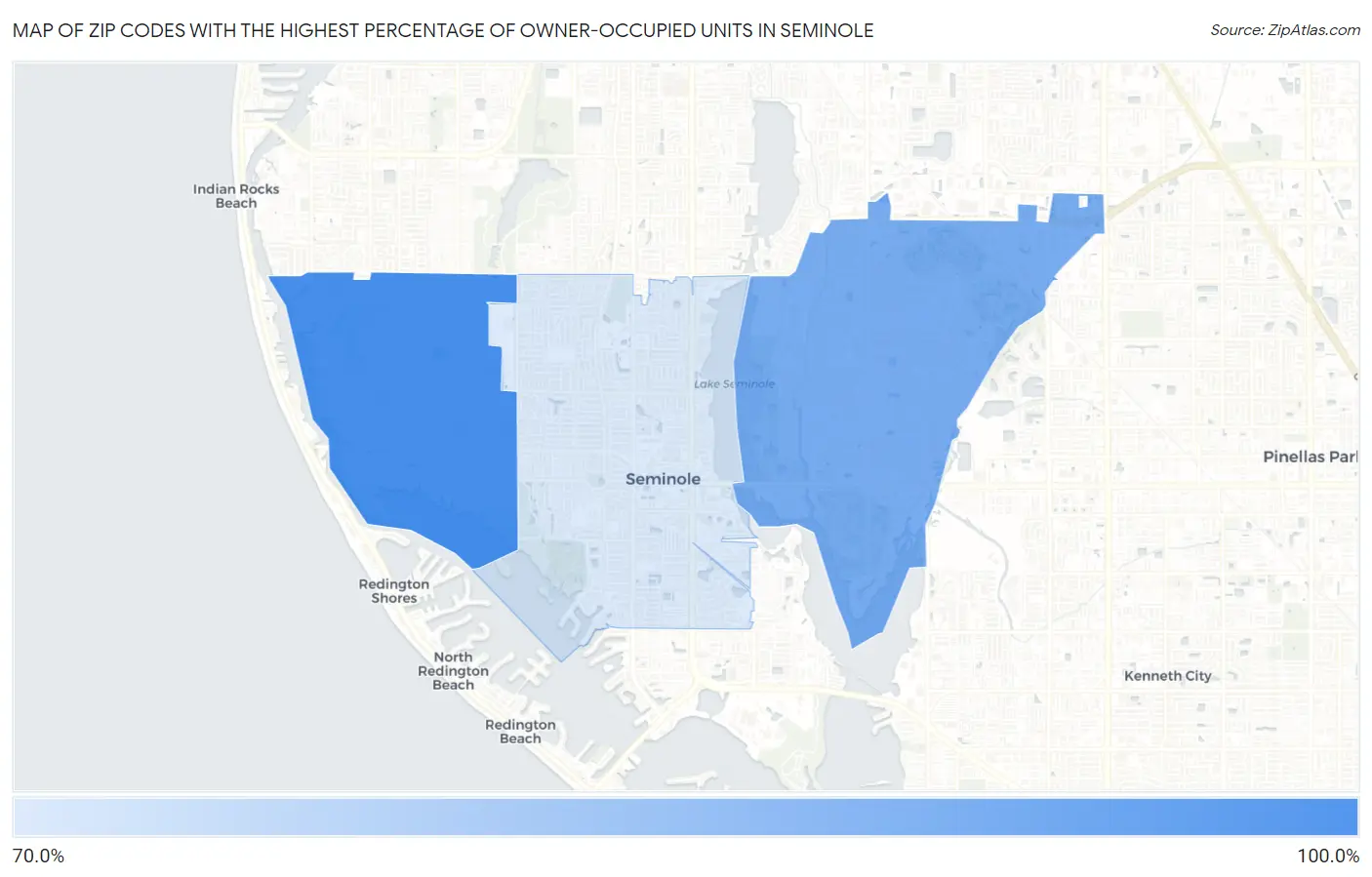 Zip Codes with the Highest Percentage of Owner-Occupied Units in Seminole Map