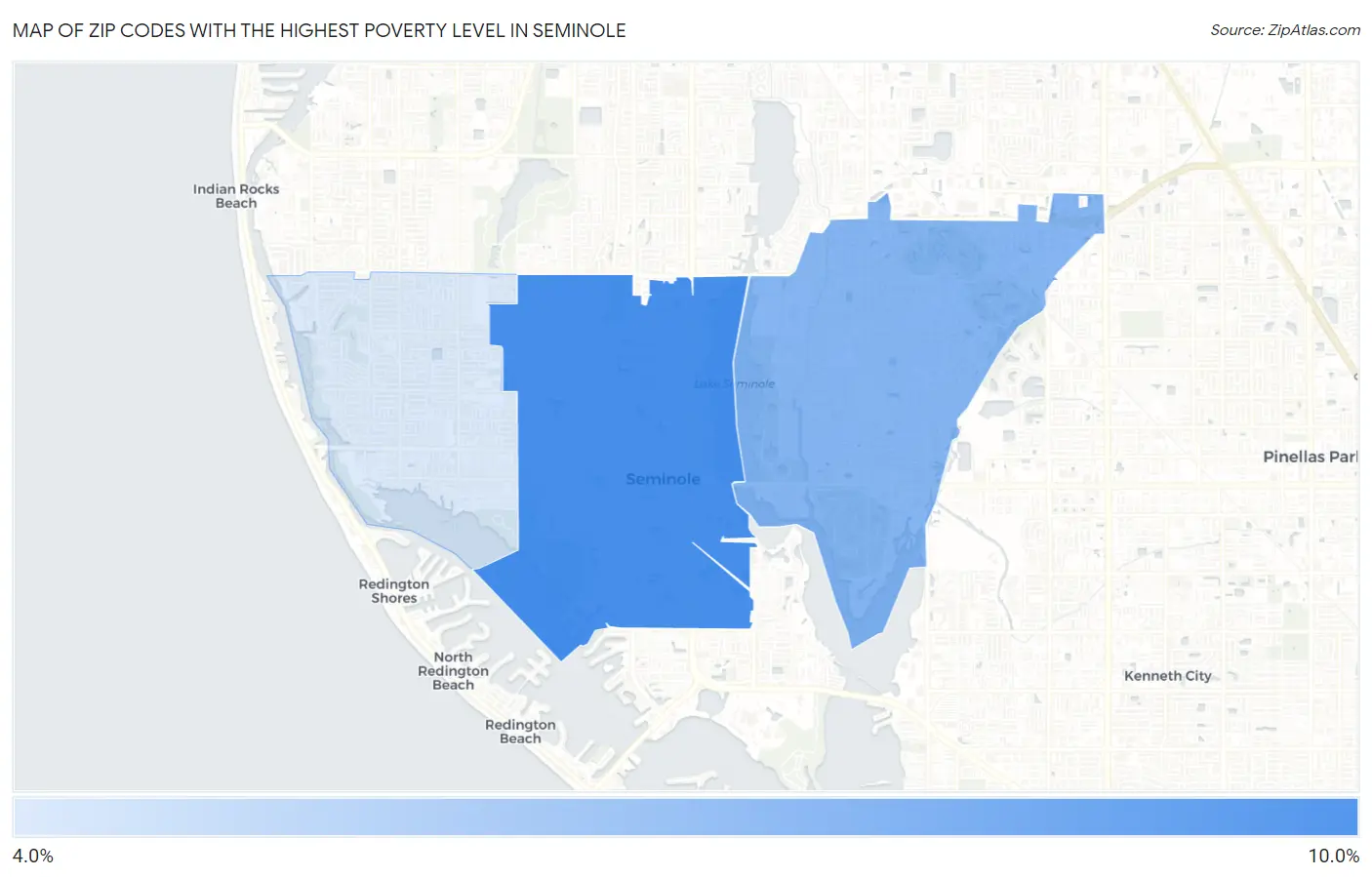 Zip Codes with the Highest Poverty Level in Seminole Map