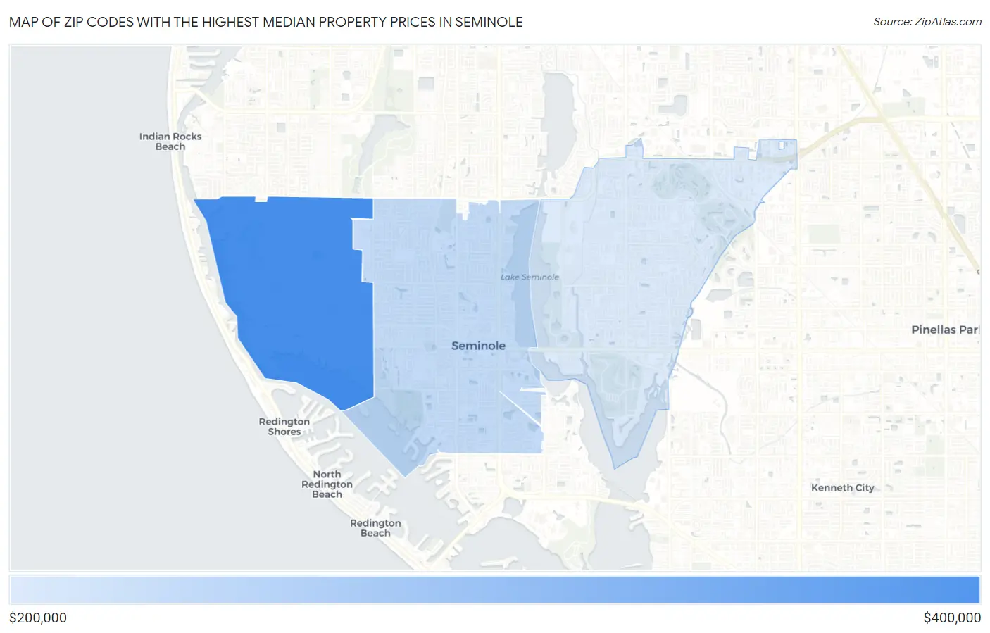 Zip Codes with the Highest Median Property Prices in Seminole Map