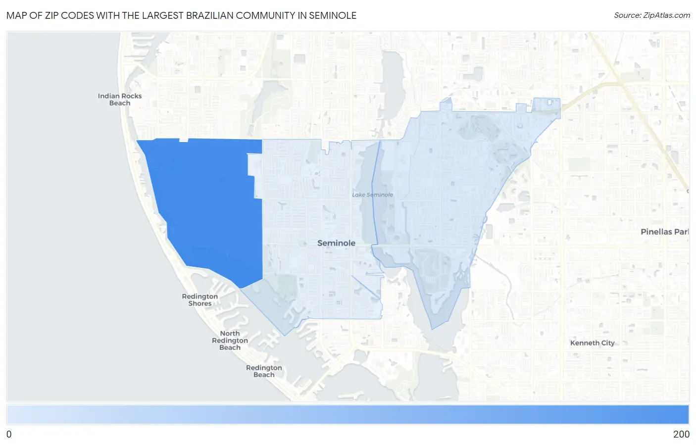 Zip Codes with the Largest Brazilian Community in Seminole Map