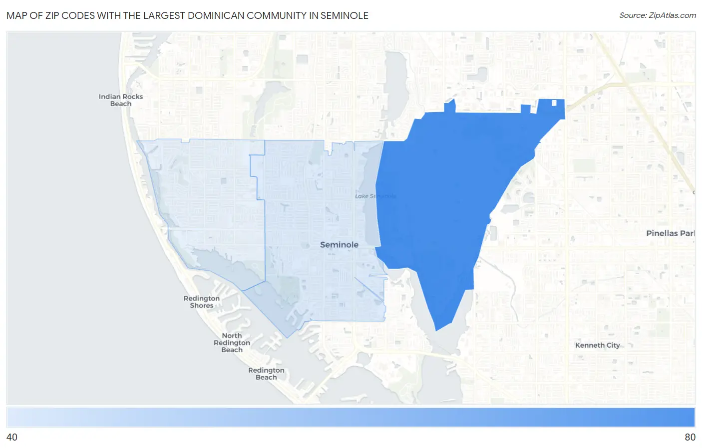 Zip Codes with the Largest Dominican Community in Seminole Map