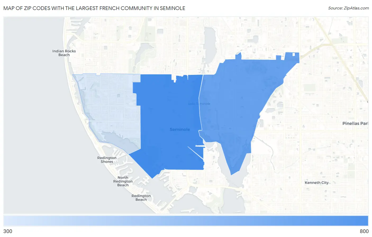 Zip Codes with the Largest French Community in Seminole Map