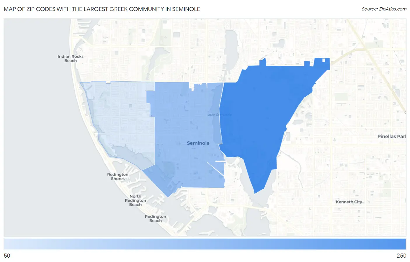Zip Codes with the Largest Greek Community in Seminole Map